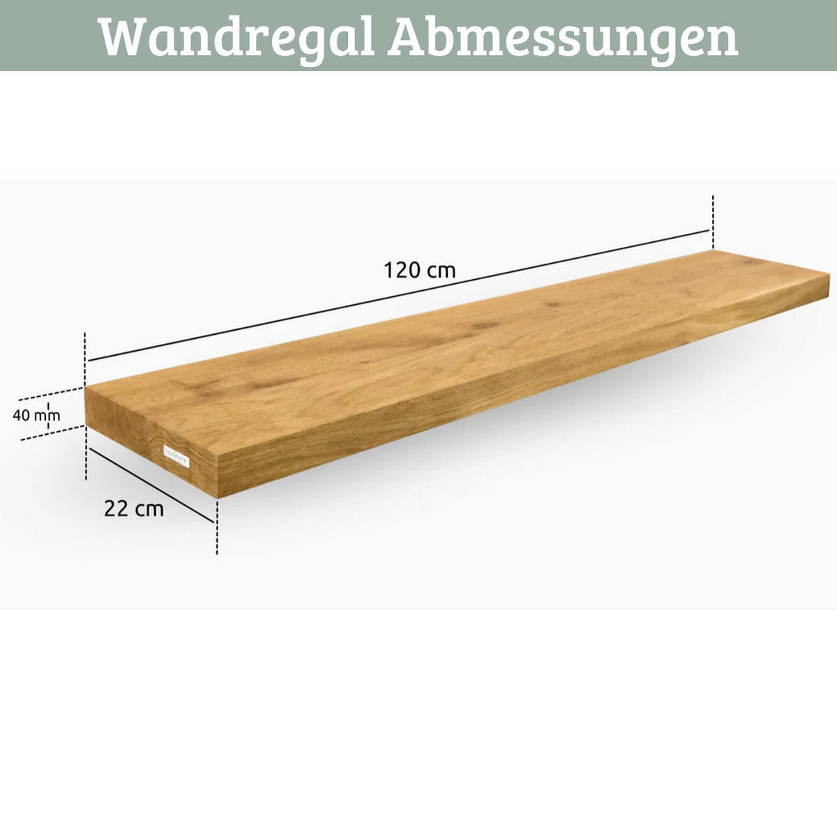 WANDREGAL Holz schwebend KYLO Eichenholz Massiv 120x22x4 cm - Braun, Holz (120/4/22cm) - DELUKE