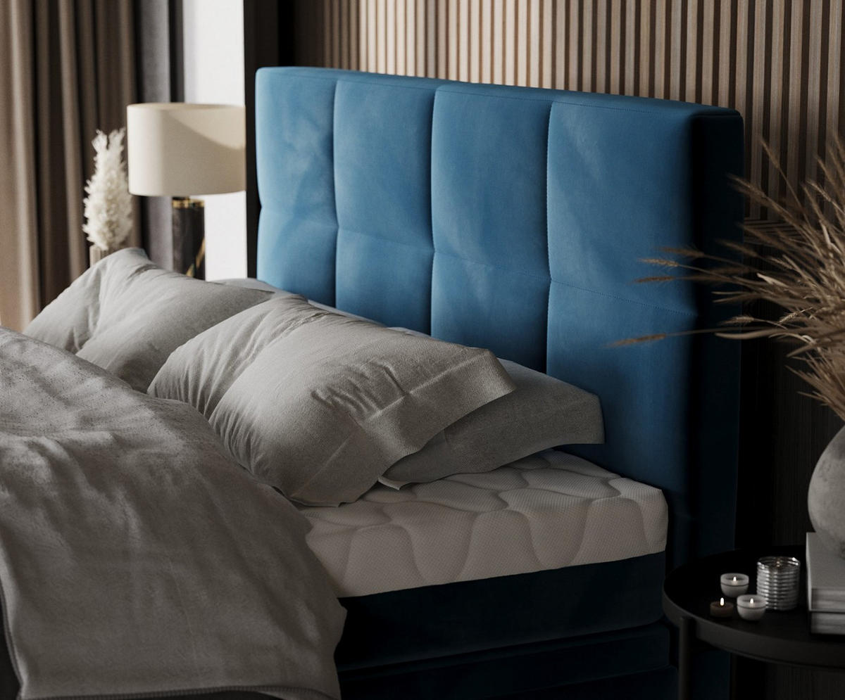 BOXBETT Tessa 200/200 cm Dunkelblau im Kronos Stoff - Schwarz/Dunkelblau, Holz/Holzwerkstoff (200/200cm) - AltaBeds