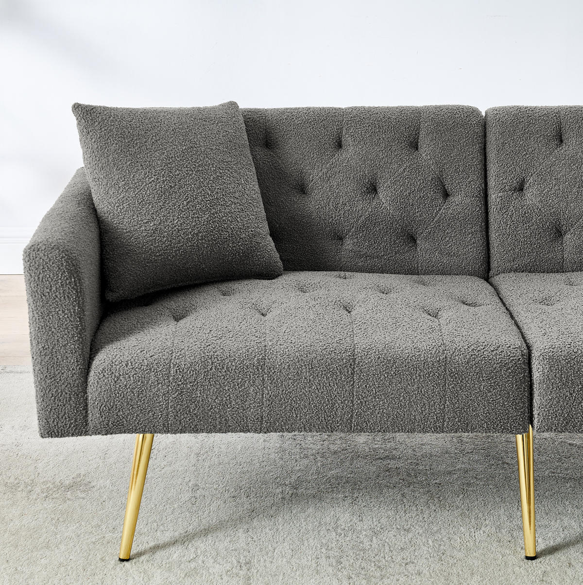 SOFA 2-Sitzer mit verstellbarer Rückenlehne Teddy Gray - Grau, Holzwerkstoff (177/74/78cm) - Meubliv