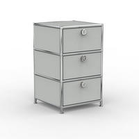 BÜRO-STANDCONTAINER, Metall, 40cm, 3 Schubladen, Lichtgrau - Chromfarben/Silberfarben, Metall (40/64.6/39.7cm) - Versee