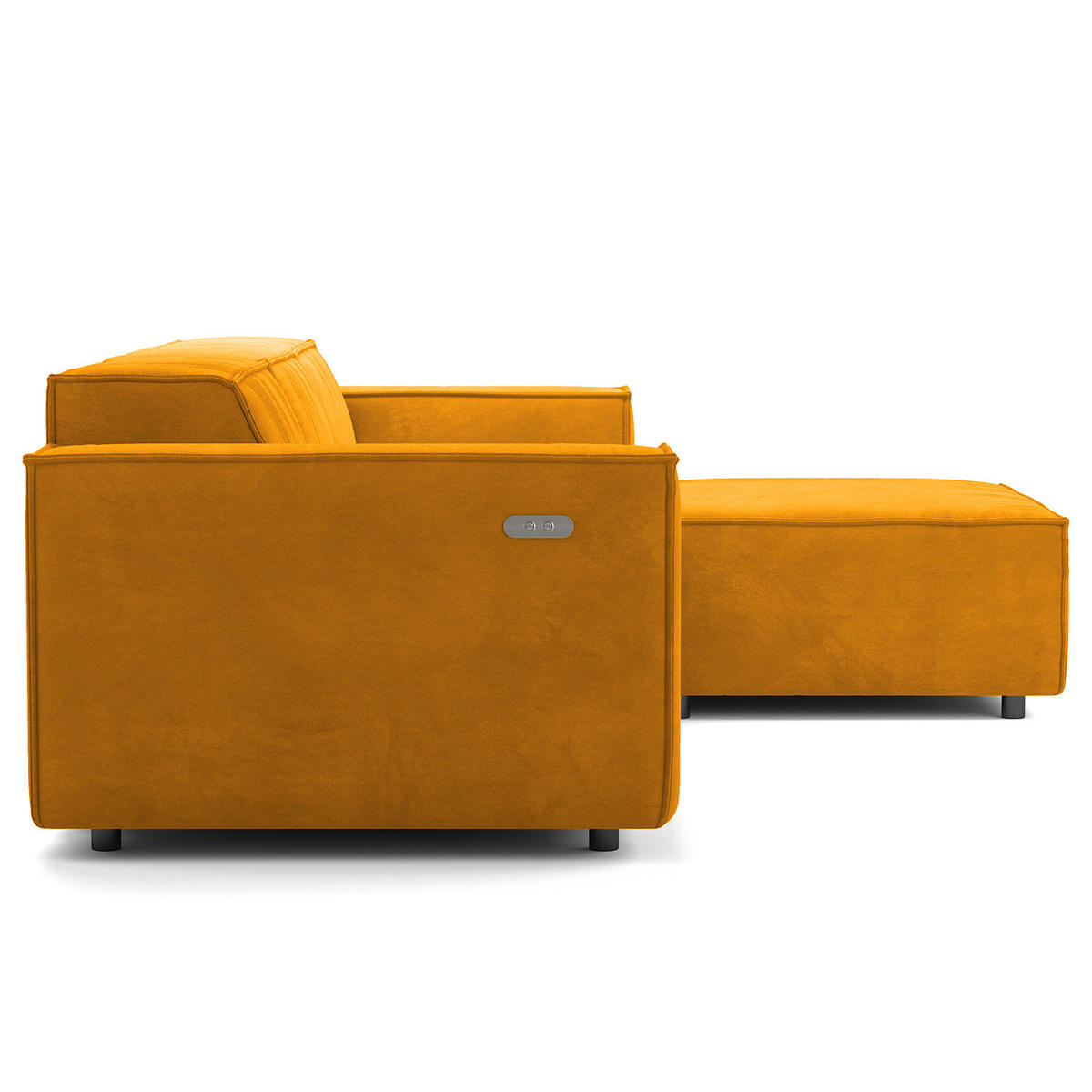 ECKSOFA mit Longchair - Gelb/Schwarz, Kunststoff/Textil (260/177cm) - home24