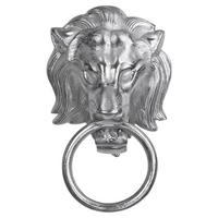HANDTUCHHALTER Löwenkopf mit Ring aus Aluminium vernickelt 10x31 cm - Silberfarben, Metall (10/31/31cm) - WOMO-DESIGN