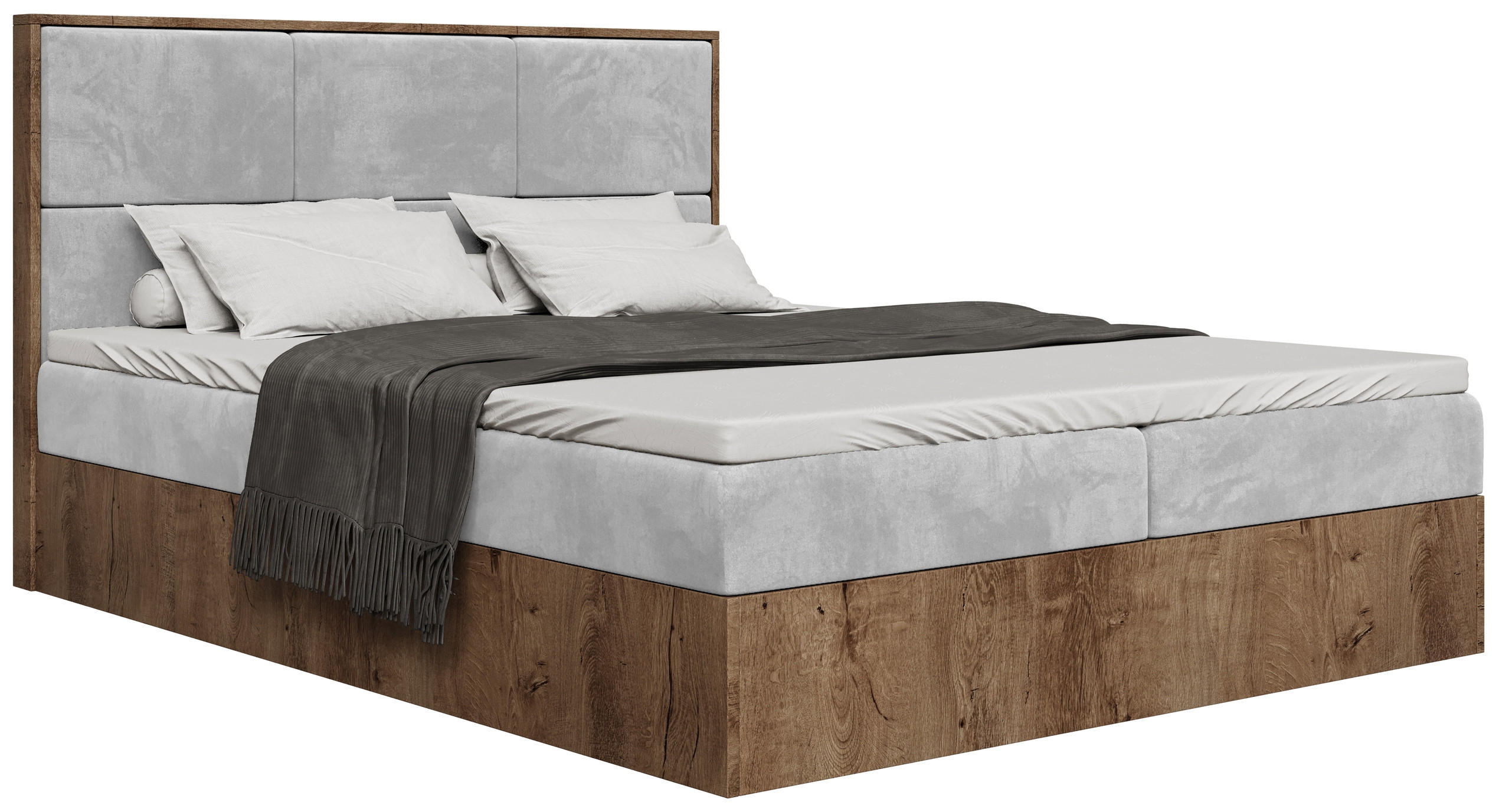BOXBETT Loft mit Topper 140/200 Grau - Hellgrau, Holzwerkstoff/Textil (140/200cm) - Bromarkt