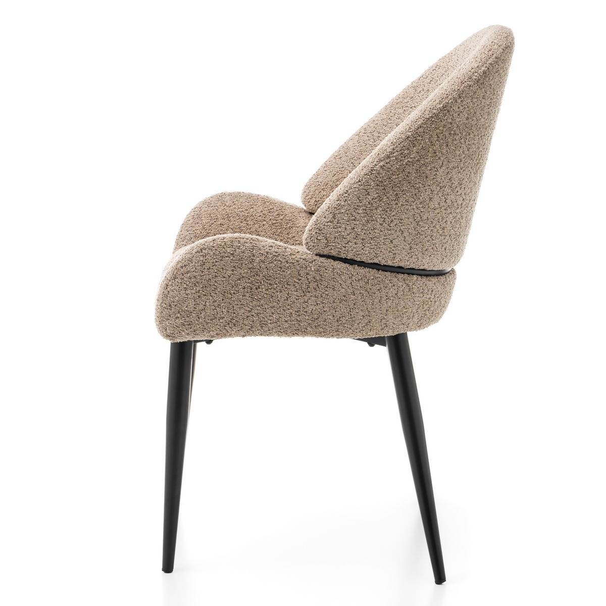 STUHL BERGAMO gepolsterter mit Steppung - dunkelbeige - Boucle - Beige/Schwarz, Textil/Metall (56/91/61cm) - NEW HOME