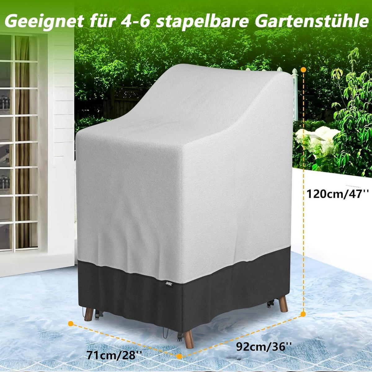 GARTENSTUHLABDECKUNG stapelbar 420D Robust 92 x 71 x 120 cm - Multicolor, Textil (92/71/120cm)