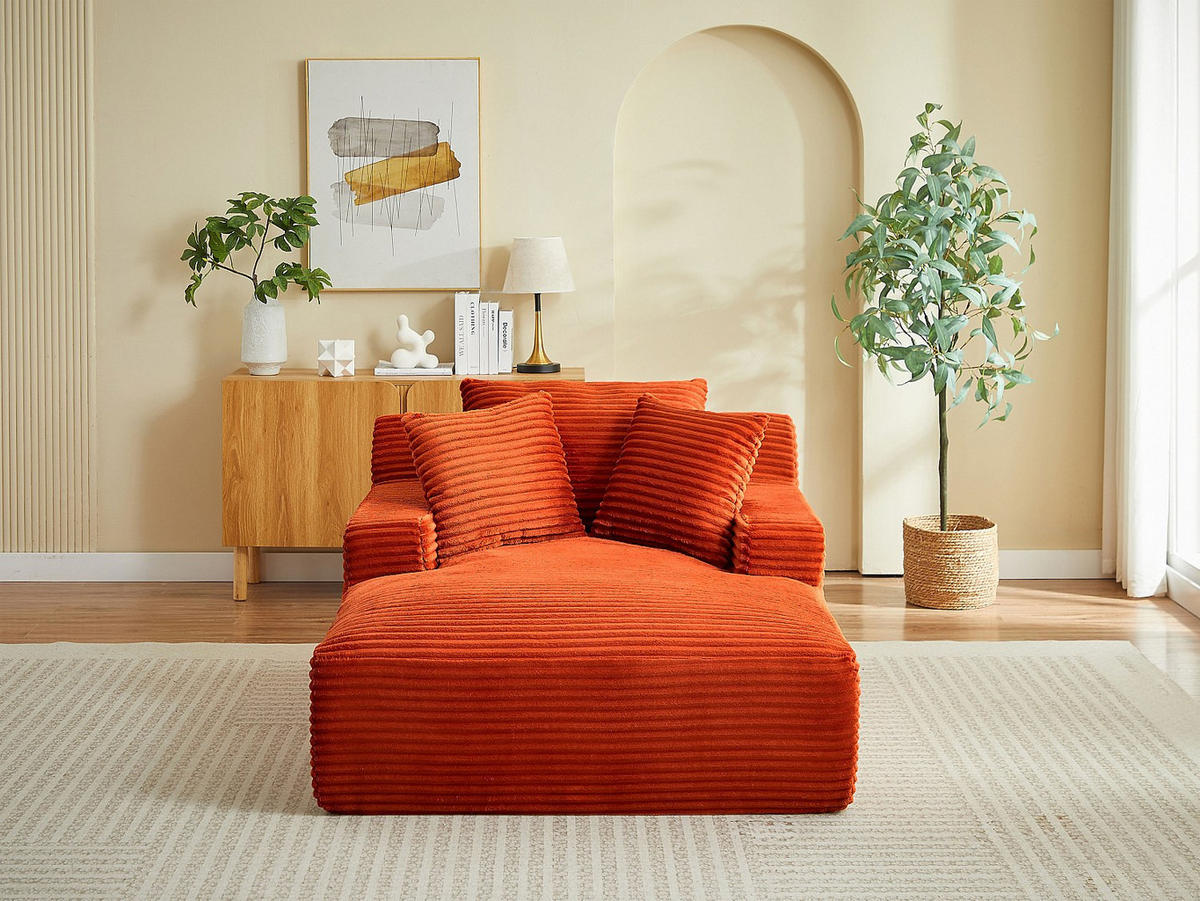 RECAMIERE ohne Schlaffunktion - 1 Person, 2 Personen - samt - terracotta Donilia - Terracotta, Textil (120/72/168cm) - Vente-Unique