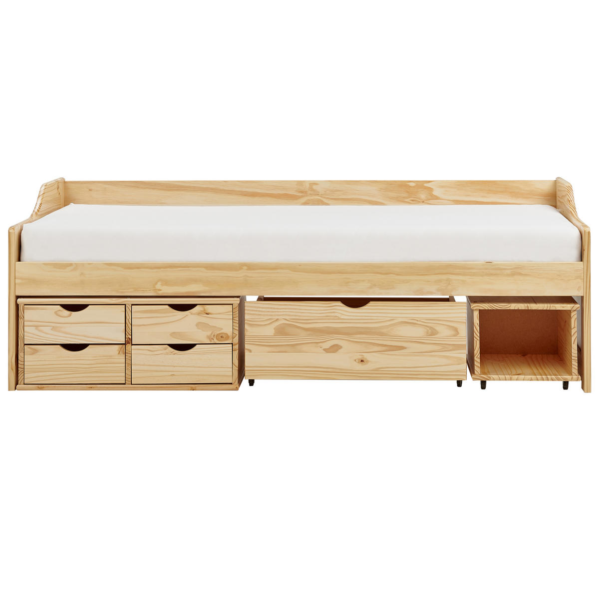 TAGESBETT mit Stauraum 90x200 cm Heller Holzfarbton Royville - Hellbraun, Holz (90/200cm) - Beliani