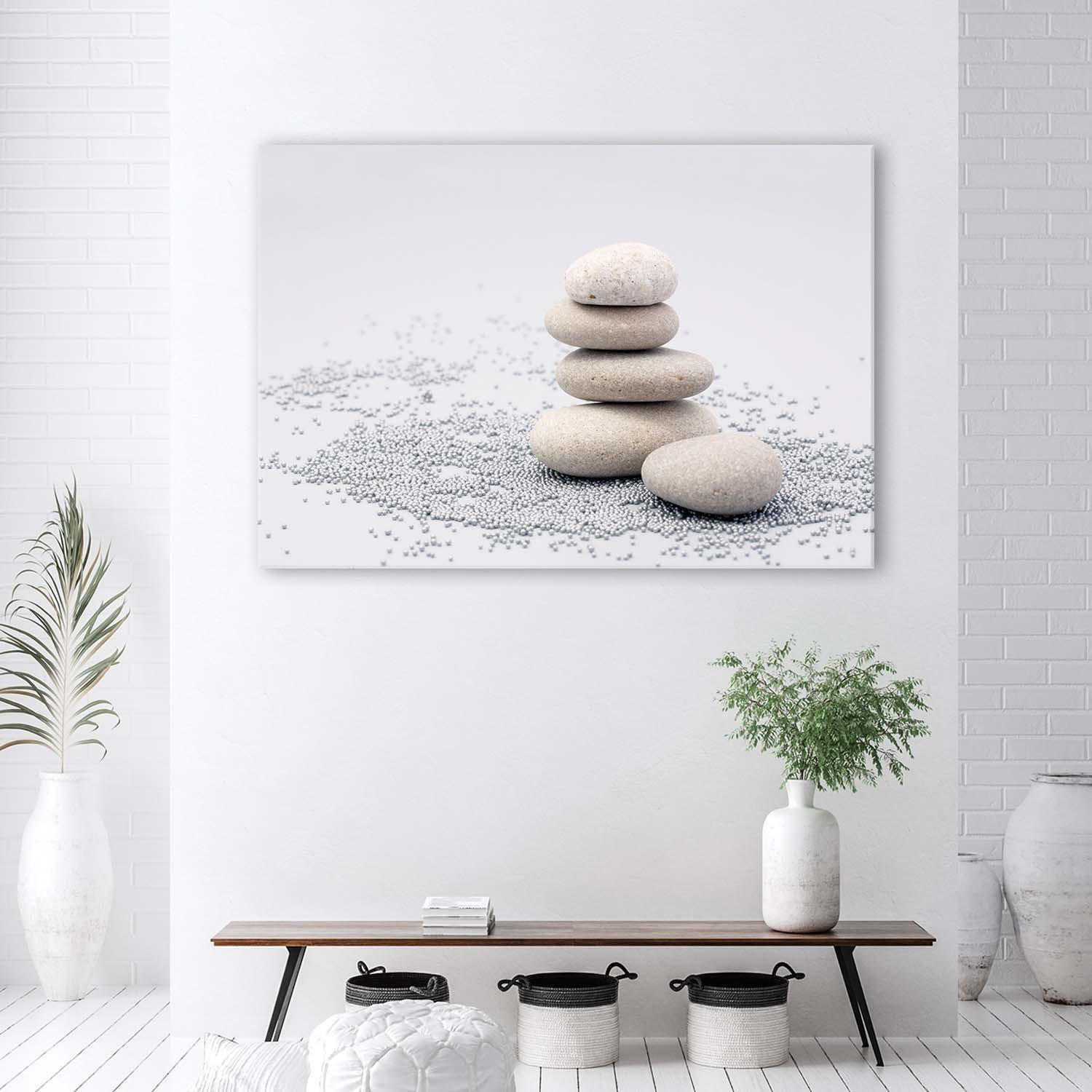 LEINWANDBILD Zen-Steine Spa 100x70cm - Grau, Textil (100/70cm) - Feeby