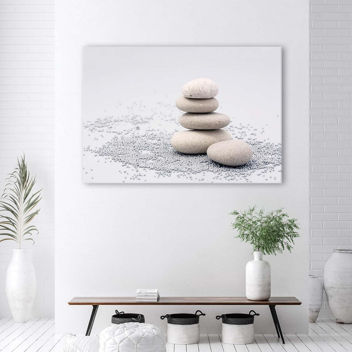 LEINWANDBILD Zen-Steine Spa 100x70cm - Grau, Textil (100/70cm) - Feeby