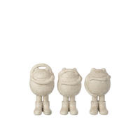 DEKOOBJEKT FROSCH SEHEN/HÖREN/SCHWEIGEN (3ER SET) - Beige, Glas/Naturmaterialien (12/25/14cm) - J-Line