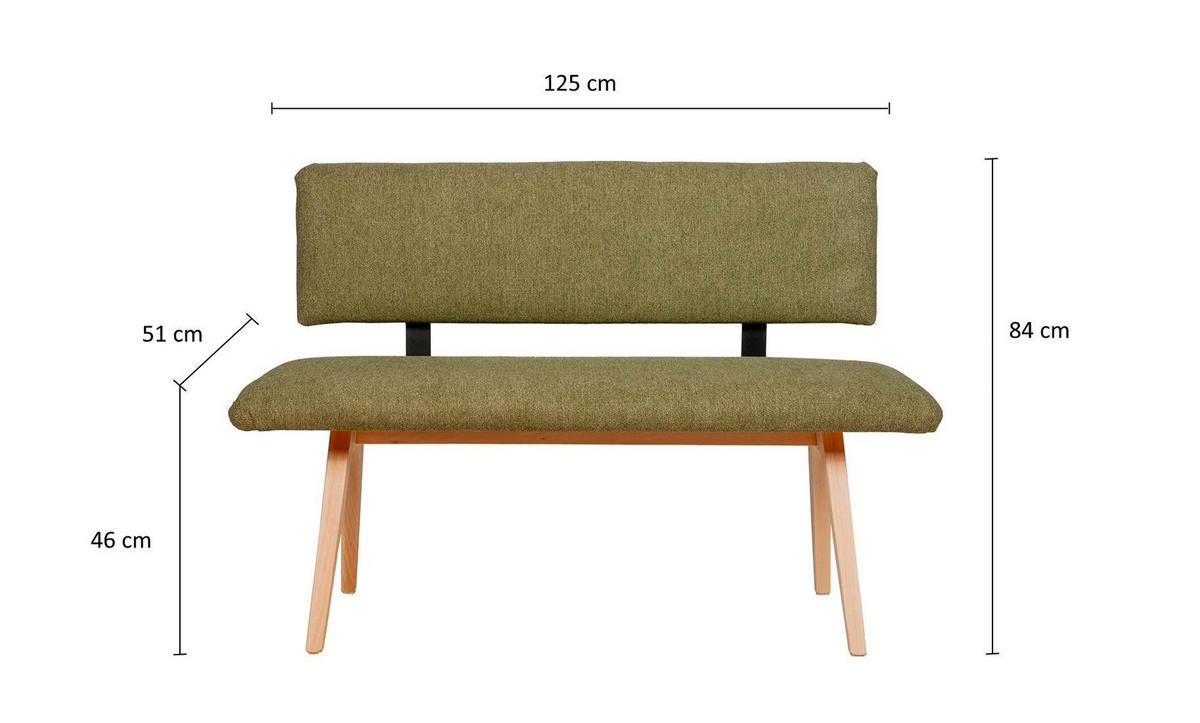 SITZBANK Die Natürliche - Buchefarben/Grün, Holz/Textil (51/84/125cm) - Kundler Home
