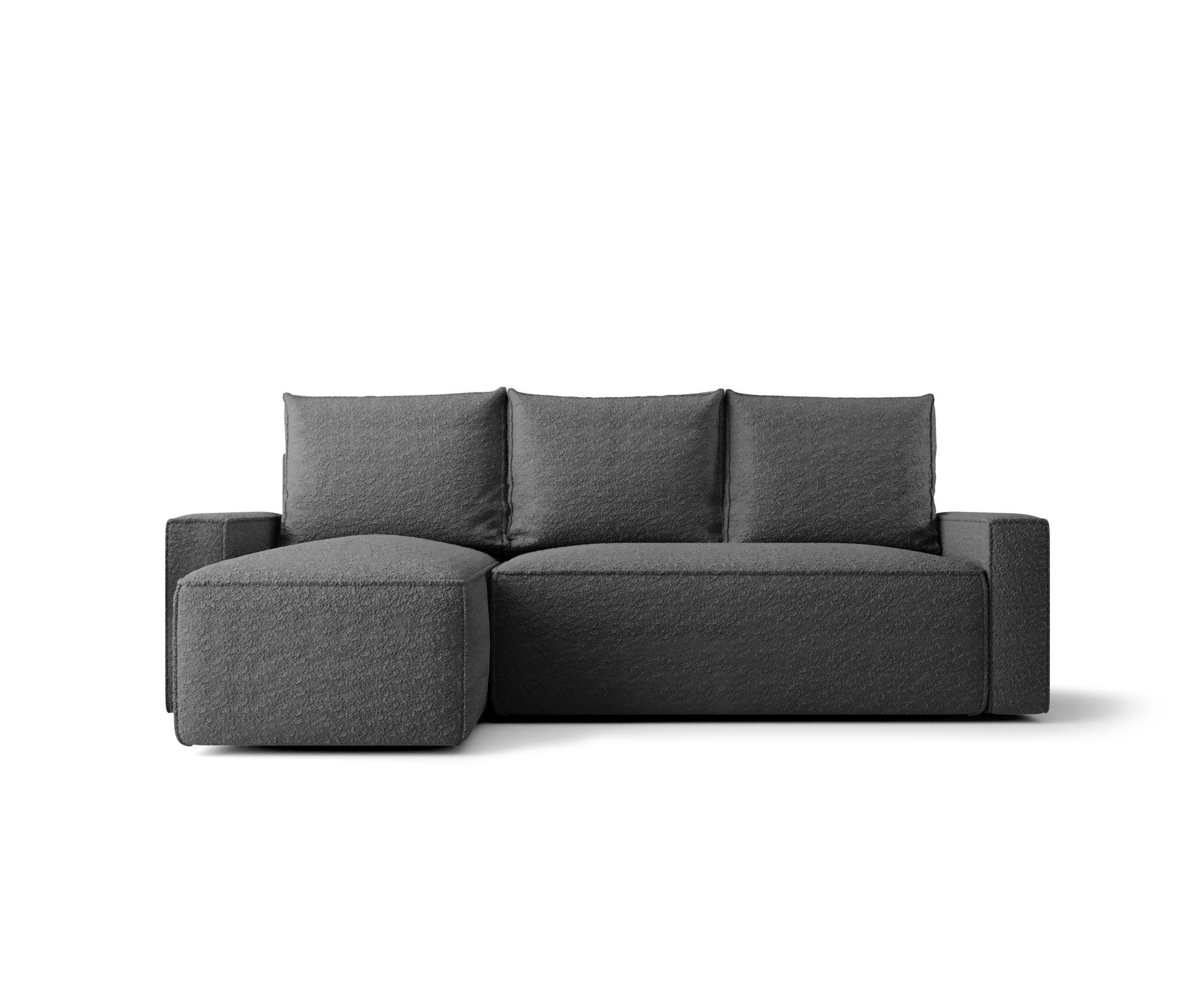 ECKSOFA mit Schlaffunktion SAVIO Quelle 92 Links - Dunkelgrau, Textil (232/140cm) - Bedante
