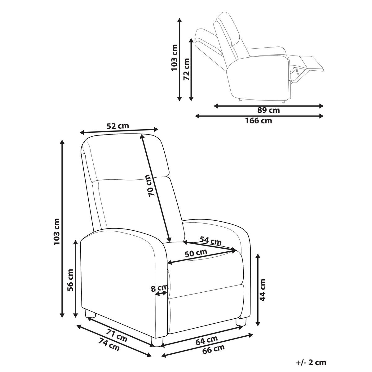 FERNSEHSESSEL Grau Eminence - Schwarz/Grau, Textil (66/103/74cm) - Beliani