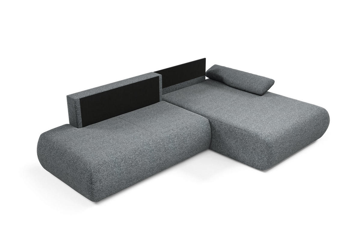 ECKSOFA DELTA R-S Grau Geflochtener Stoff mit Schlaffunktion - Grau, Holz (286/173.5cm) - MASSENO