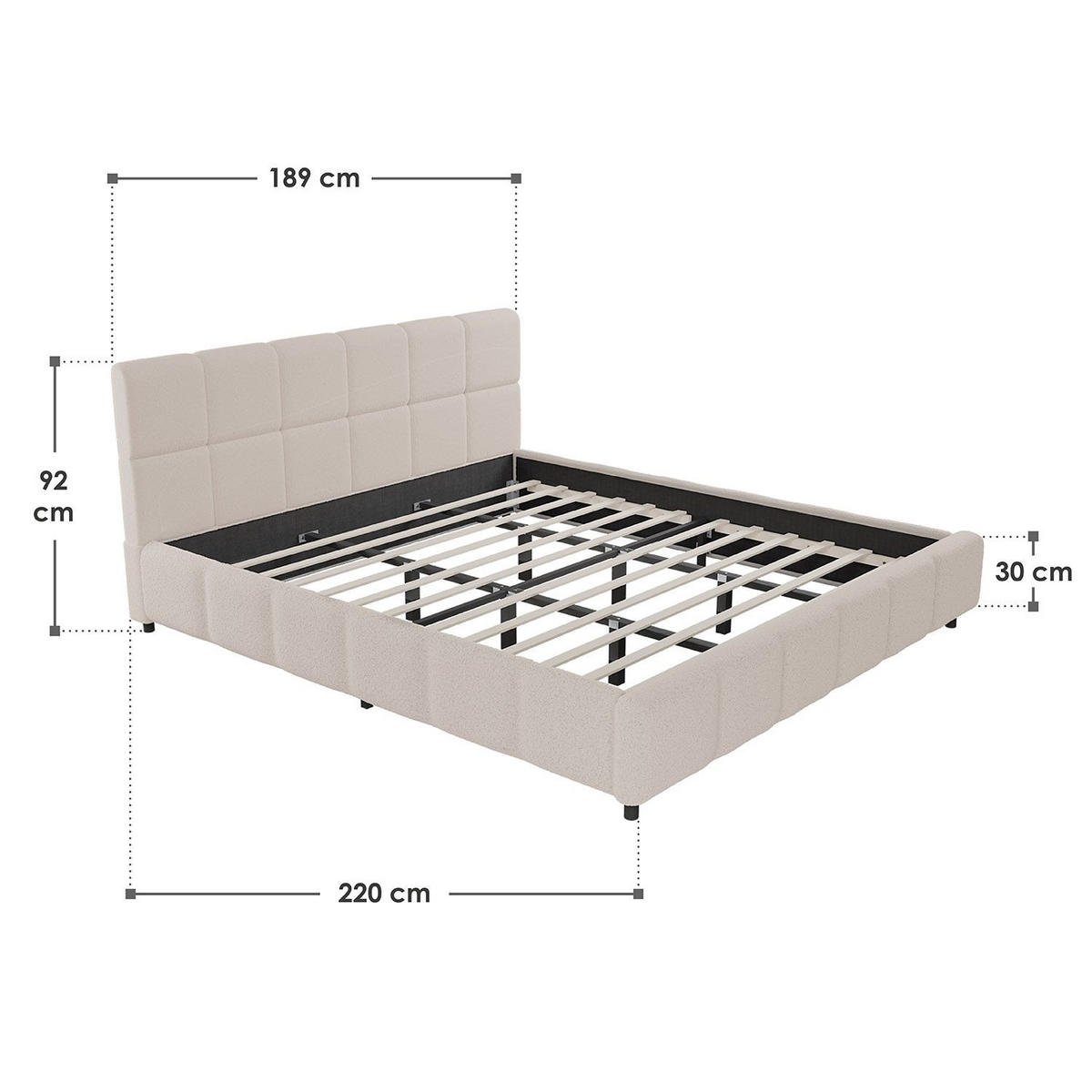 POLSTERBETT Florenz beige 180x200 cm - Beige, Holz (180/200cm) - Juskys