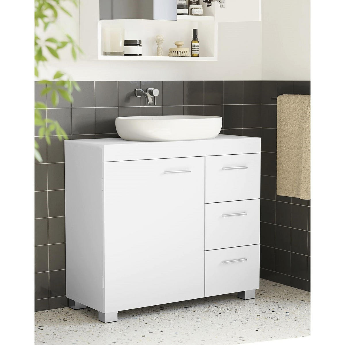 WASCHBECKENUNTERSCHRANK MONROVIA - Weiß, Holzwerkstoff (70/64/30cm) - Hansiro