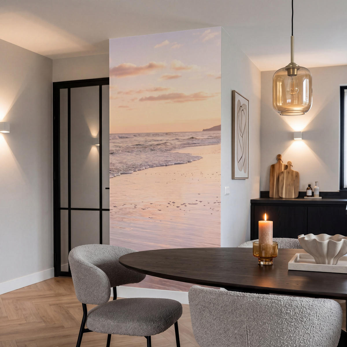 TAPETE - Strand - Brandung - Wolken - 120x220 cm - Hellrosa, Papier (120/220cm) - OnlyWow