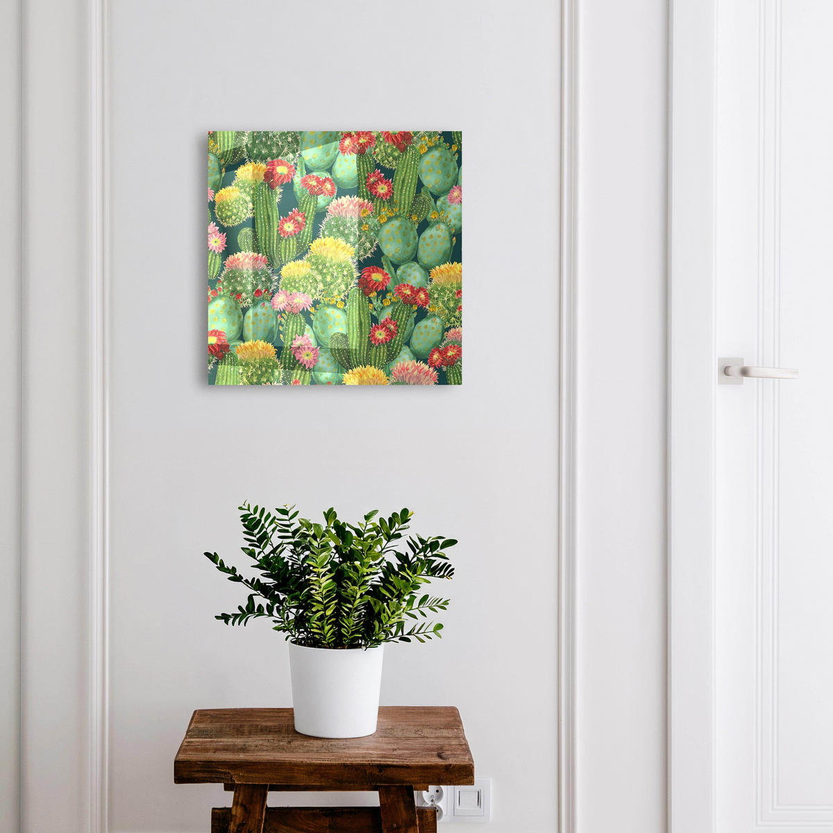 SCHLÜSSELBOX Schwarz 30x30 cm- Türöffnung nach rechts - Bunter Garten - Grün, Metall (30/30/5cm) - TULUP