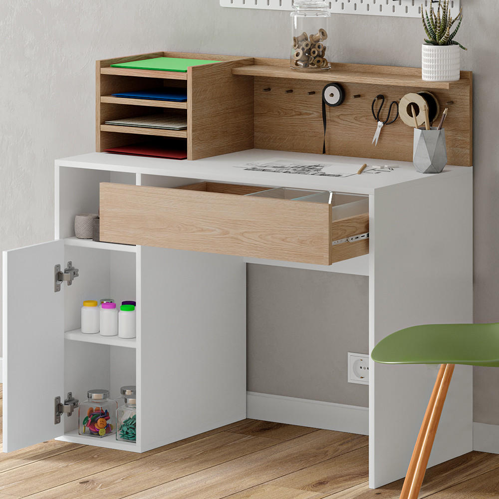 SCHREIBTISCH Weiß/Sonoma 100 x 50 cm - Weiß/Sonoma Eiche, Holzwerkstoff (50/100/100cm) - Vicco