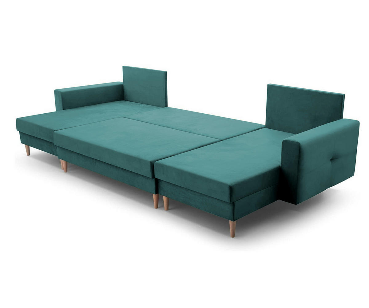 WOHNLANDSCHAFT - CARL U (Blau ) - Türkis, Holzwerkstoff (300/90/142cm) - Möblo