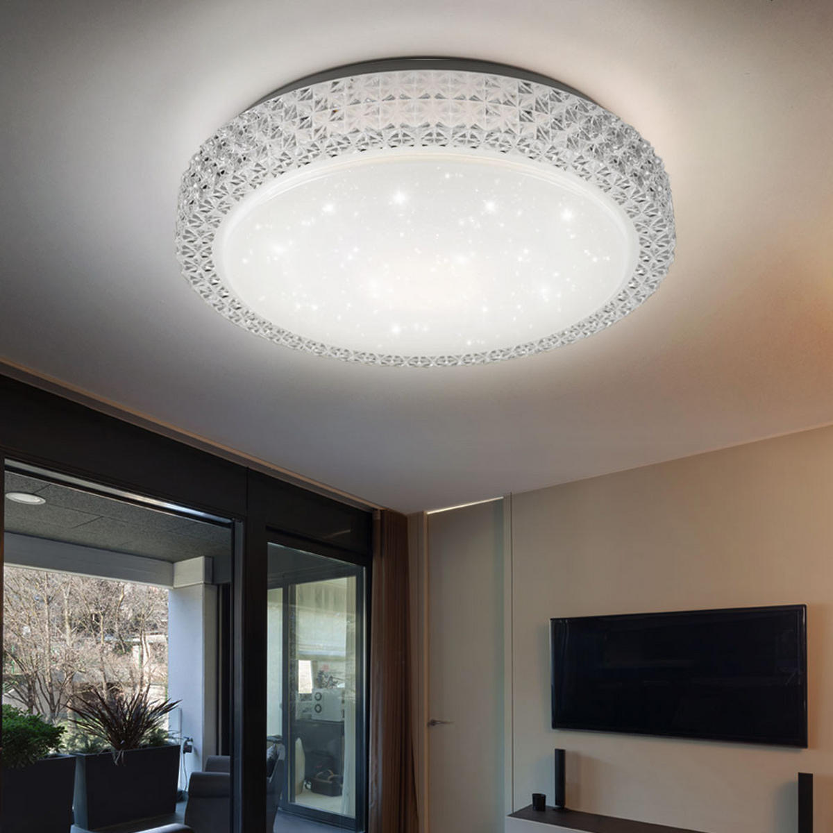 LED DECKENLEUCHTE Weiß Sternenhimmel Effekt - Weiß, Metall (40/40/11cm)