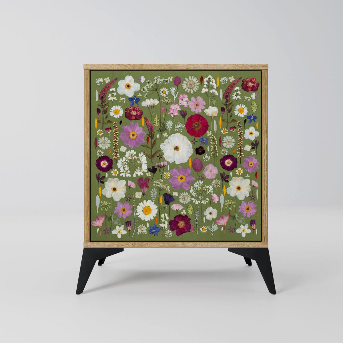 SIDEBOARD WILD GARDEN, Eichefarben, 57,5x42x75,5 cm, Goldfarbene Metallfüße - Eichefarben/Goldfarben, Holzwerkstoff/Metall (57.5/75.5/42cm) - SpaceRebels
