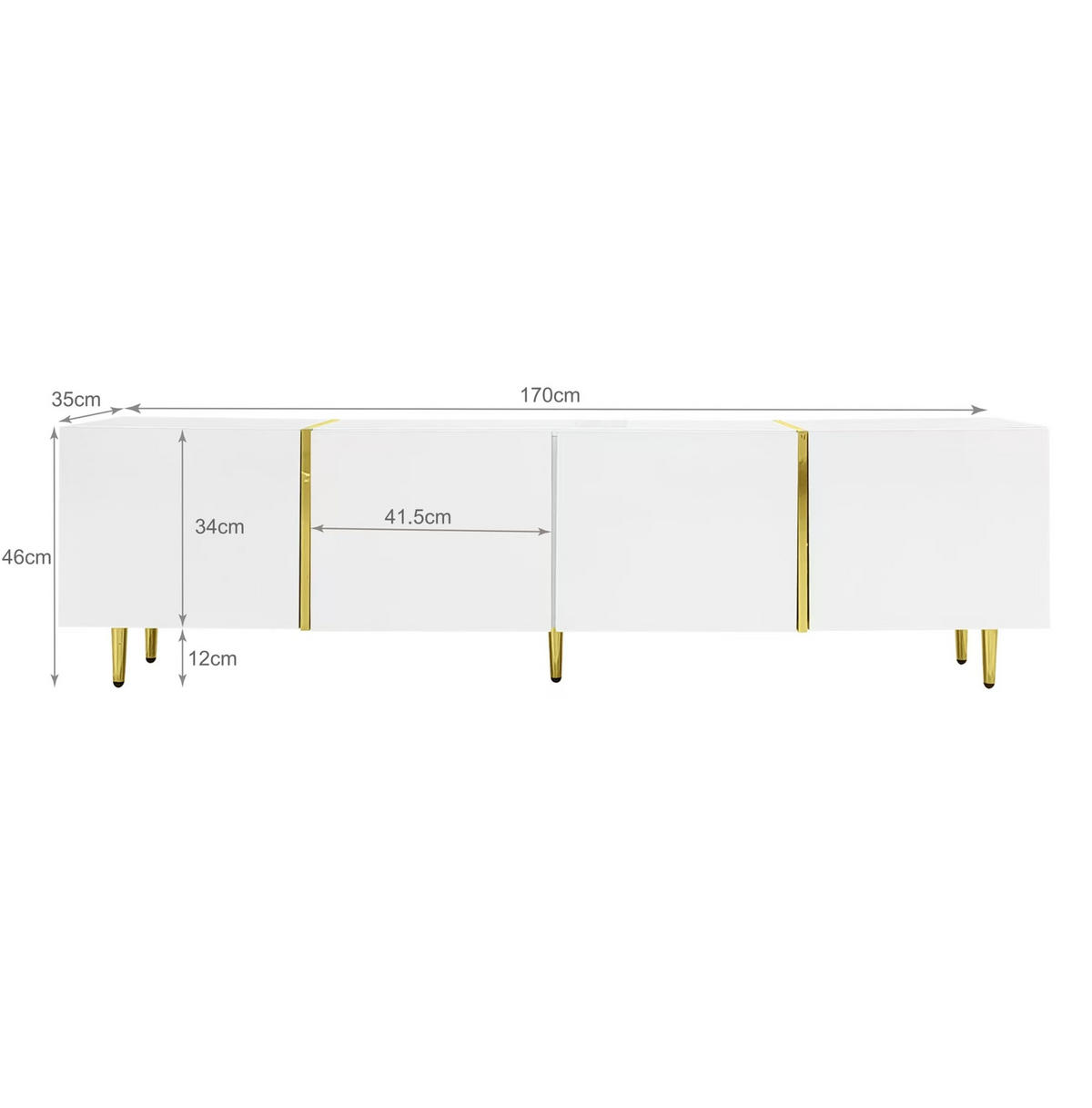 TV ormarić 170/35/46 cm bijeli od MDF-a s 4 vrata i mekim zatvaranjem - bijela, drvni materijal (170/46/35cm) - OKWISH