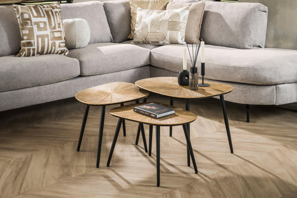 COUCHTISCH-SET TIBALI Bronze Metall - Schwarz/Bronzefarben, Metall (62/51/43cm) - KAWOLA