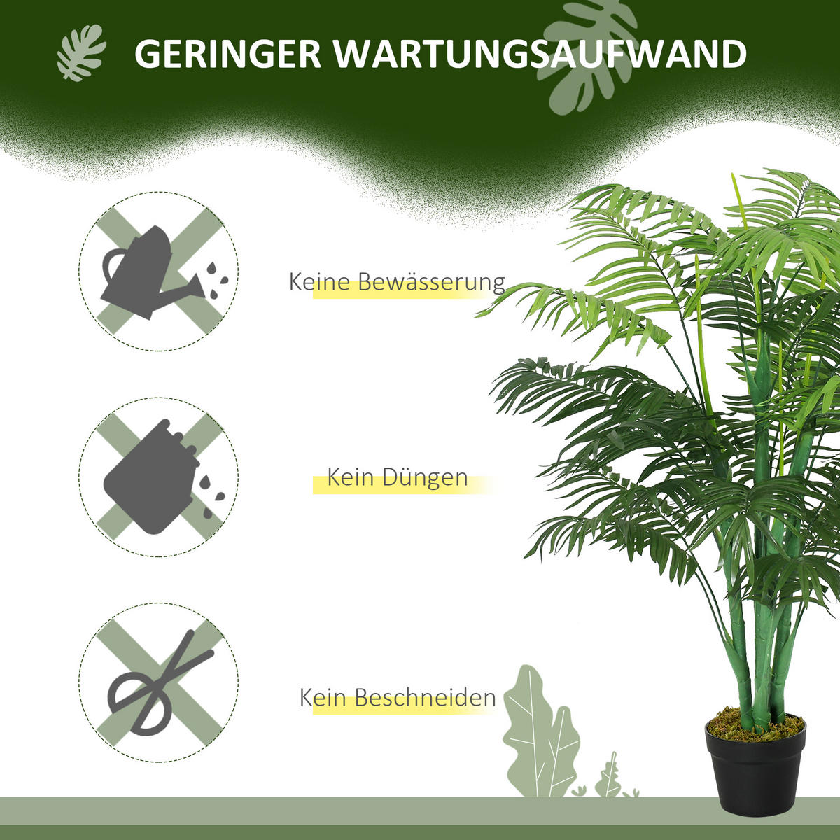 KÜNSTLICHE Pflanzen Grün 16.0/16.0/125.0cm - Grün, Kunststoff (125cm)