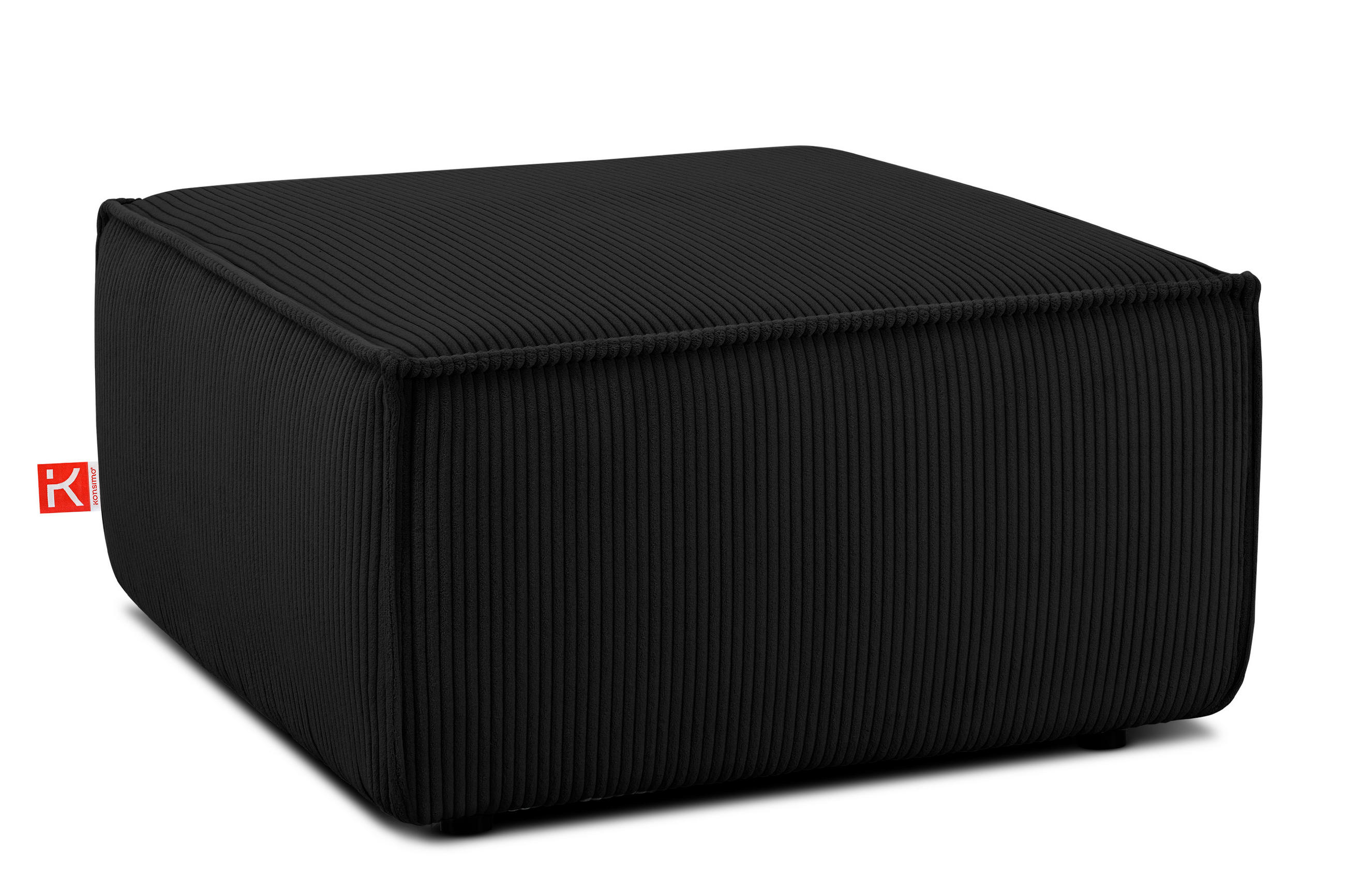 SITZPOUF NAPI gefederte Sitzfläche, schwarz - Schwarz, Textil (83/45/83cm) - KONSIMO®