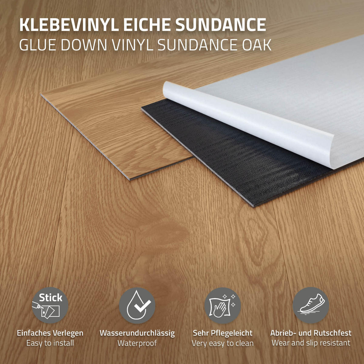 VINYLBODEN selbstklebend 11,15m²/80 Dielen Eiche Sundance - Hellbraun, Kunststoff (91.5/15.3/0.2cm) - ML-DESIGN