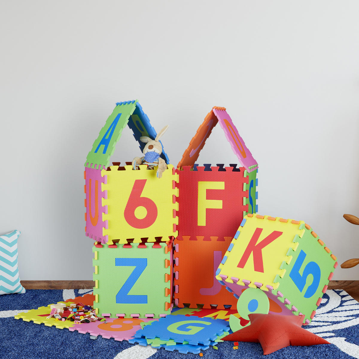 SPIELMATTE Puzzle - Multicolor, Kunststoff (31.5/31.5cm) - Relaxdays