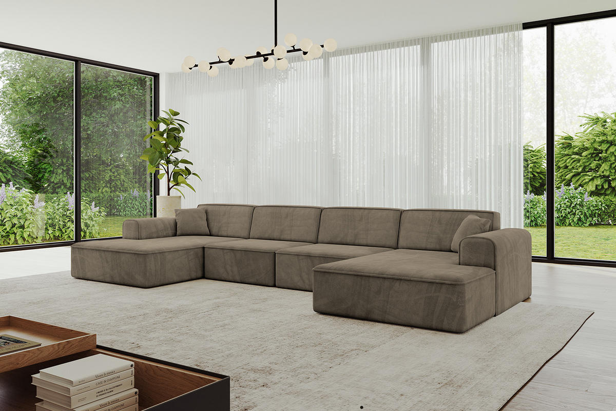 WOHNLANDSCHAFT IREA-U2-v3 - 388x171x79 cm Braun - Braun, Holzwerkstoff/Textil (388/79/171cm) - ALTDECOR