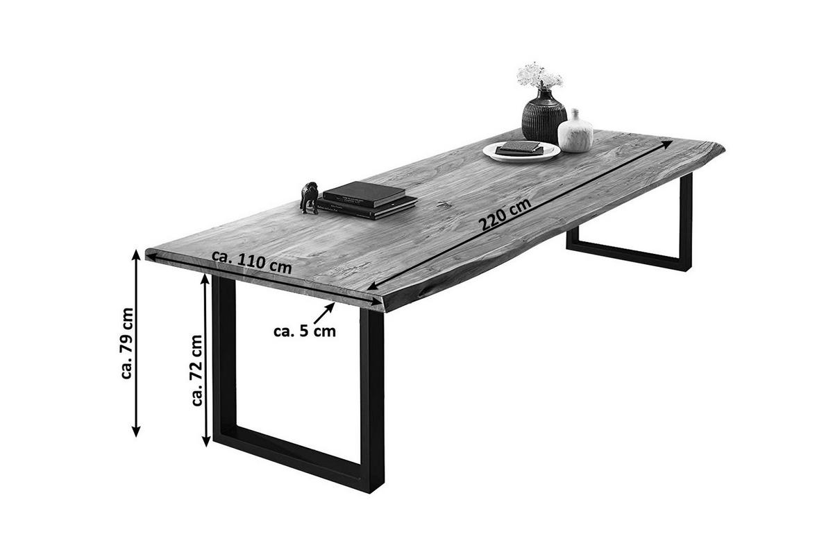 ESSTISCH VALIN - Beige/Silberfarben, Holz/Metall (110/220/79cm) - SAM