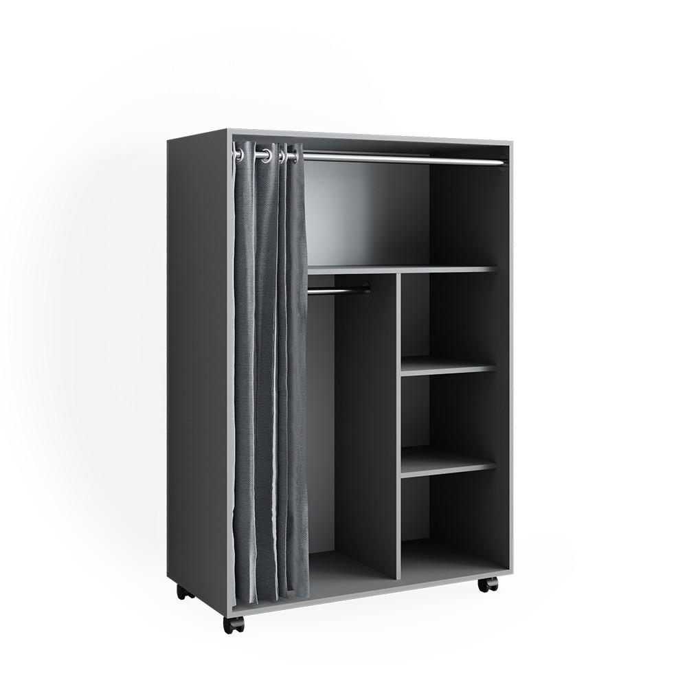 KLEIDERSCHRANK Doros Grau 100 x 146.6 cm offen rollbar - Grau, Holzwerkstoff (100/146.6/50cm) - Vicco