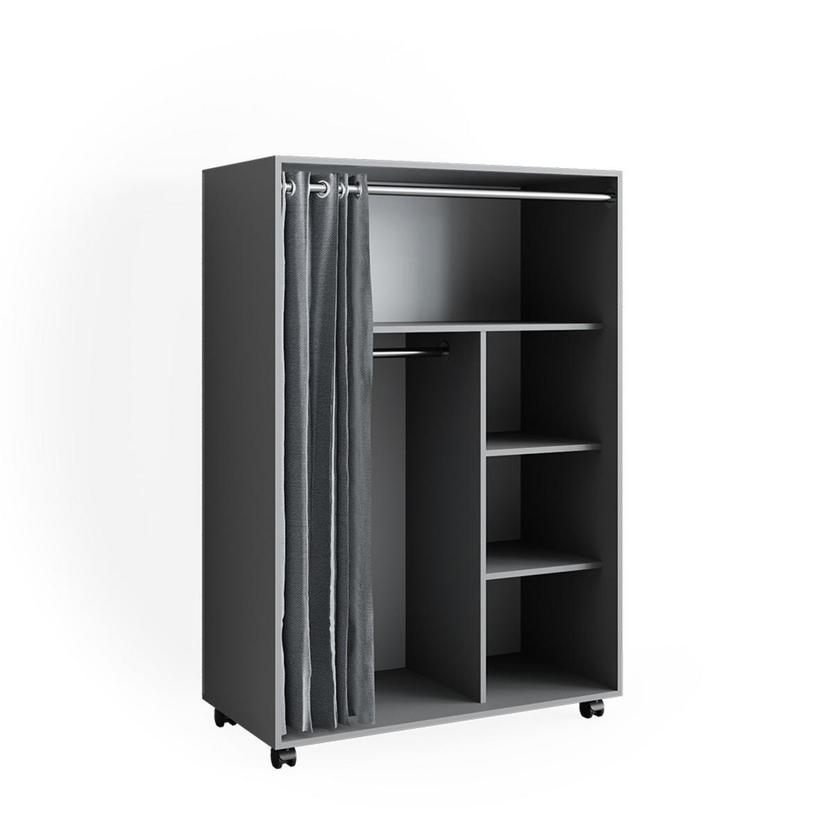 KLEIDERSCHRANK Doros Grau 100 x 146.6 cm offen rollbar - Grau, Holzwerkstoff (100/146.6/50cm) - Vicco