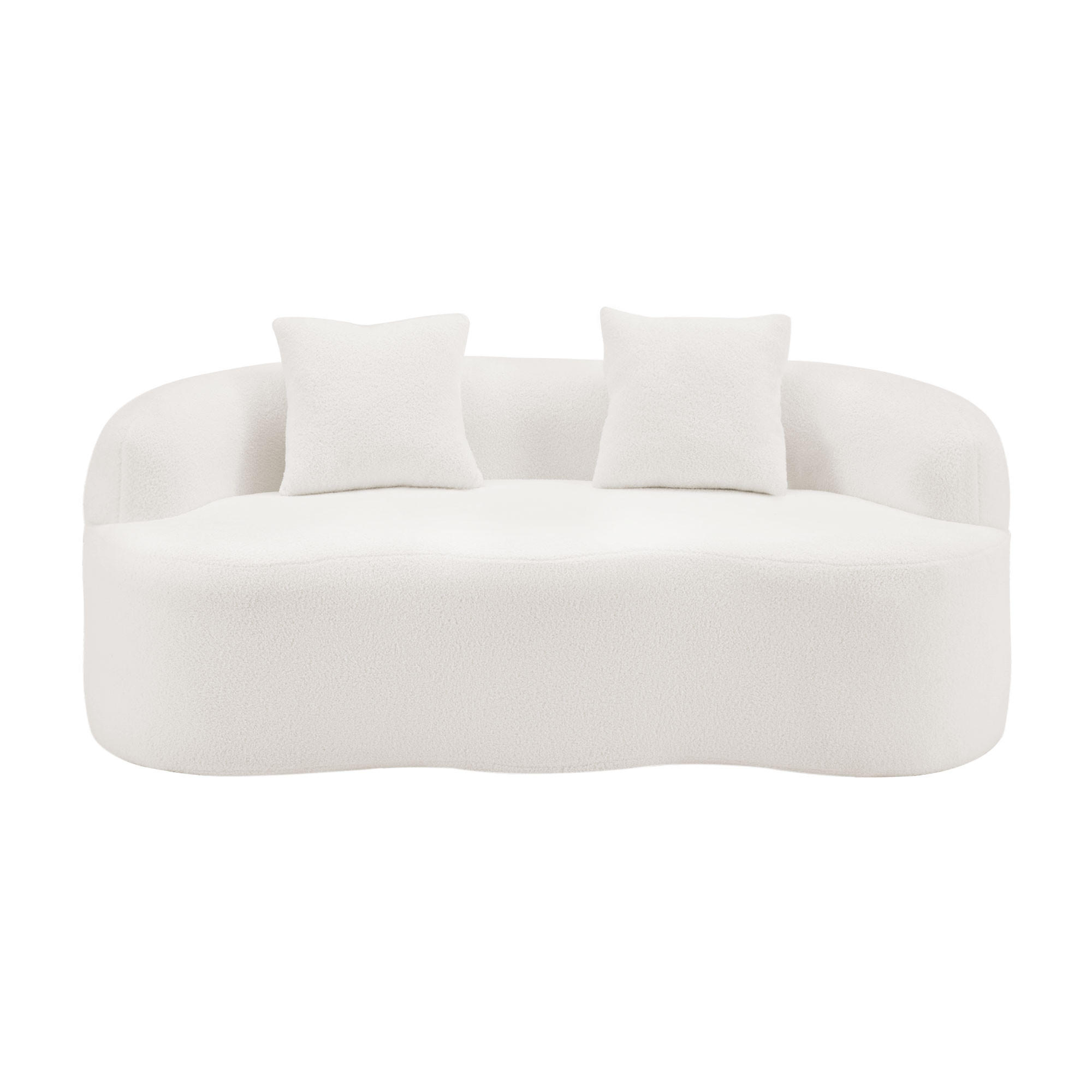 2-SITZER SOFA Polyester Weiß mit Kissen - Weiß, Holzwerkstoff/Textil (170/70/89cm) - WISHDOR