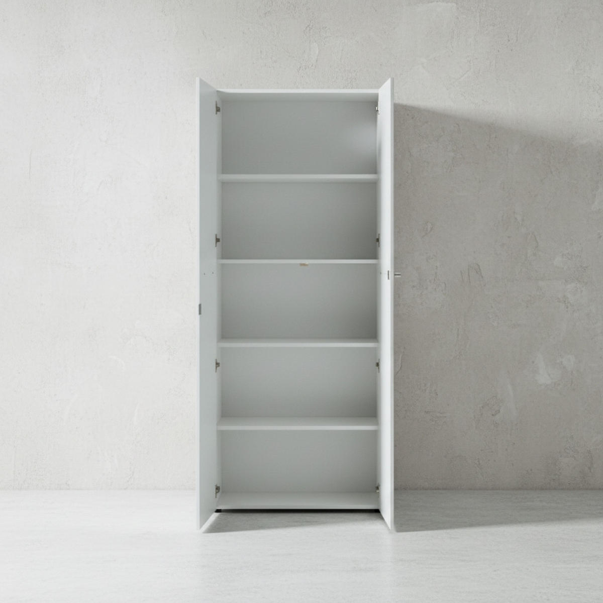 AKTENSCHRANK MUENCHEN 80x37x196cm | 5 Ordnerhöhen | Glasfront & Abschließbar | Weiß - Weiß, Holzwerkstoff/Metall (80/196/37cm) - KADIMA DESIGN