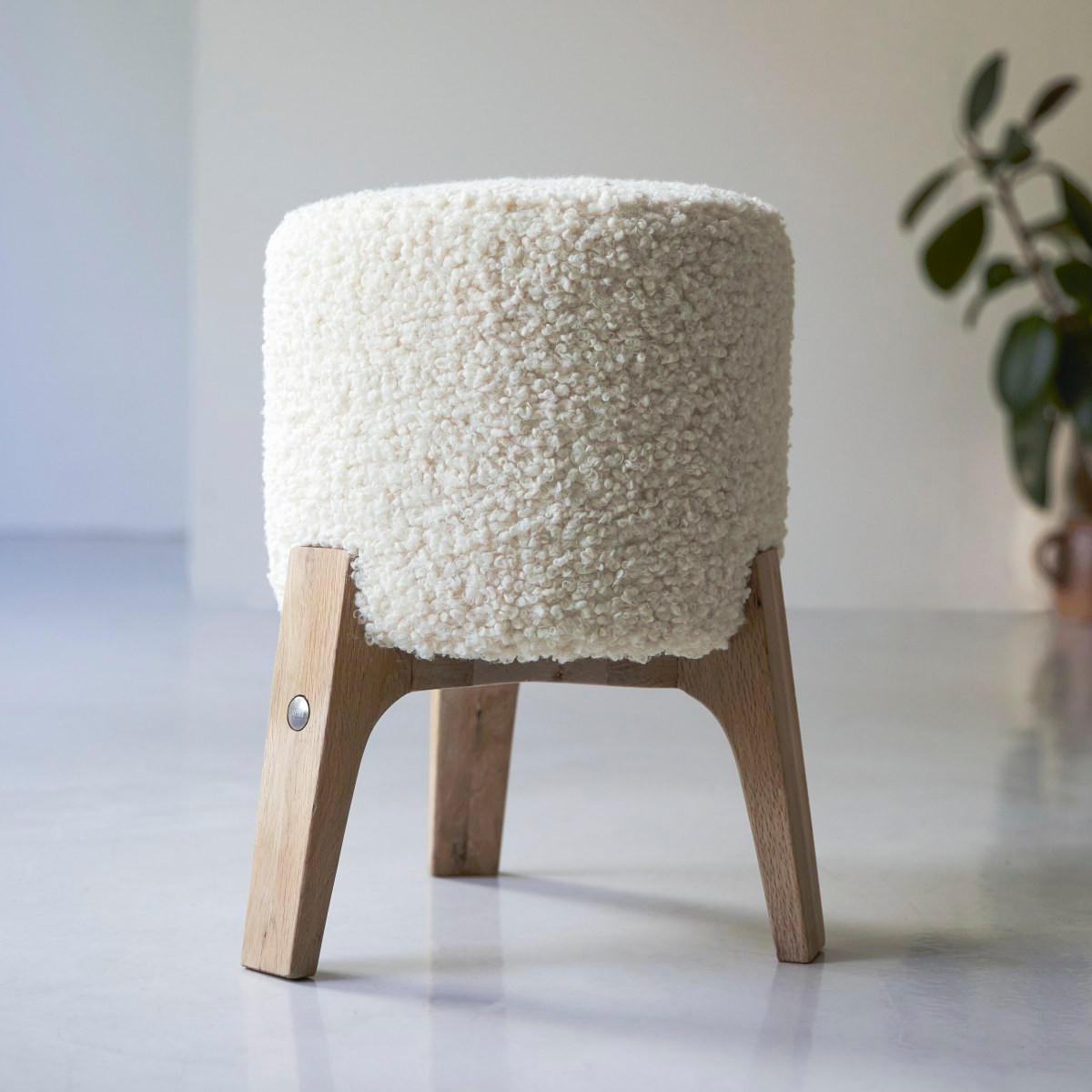 HOCKER Drum Weiß aus Stoff - Weiß, Textil (40/48/40cm) - Tikamoon
