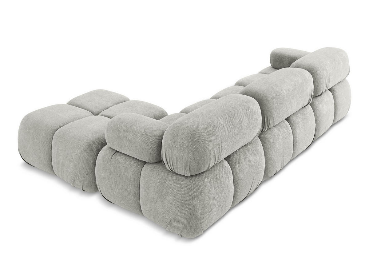 ECKSOFA Beidseitig Chenille Stoff Grau - Hellgrau/Schwarz, Kunststoff/Textil (285/191cm) - Makamii