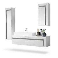 BADMÖBELSET Aloha Absetzungen in Beton Dunkel Optik - Dunkelgrau, Holzwerkstoff (210/185/51cm) - Vladon