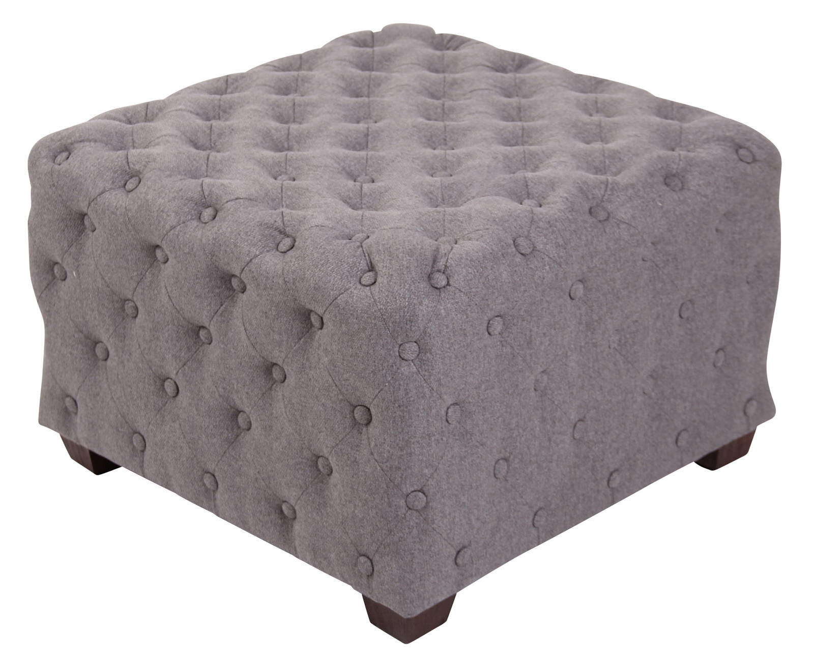 SITZWÜRFEL eckig 65/65/44 cm Stoff grau - Eukalyptusholzfarben/Grau, Holz/Textil (65/44/65cm) - CLP