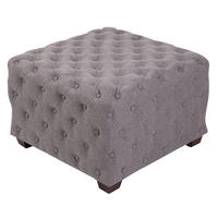 SITZWÜRFEL eckig 65/65/44 cm Stoff grau - Eukalyptusholzfarben/Grau, Holz/Textil (65/44/65cm) - CLP