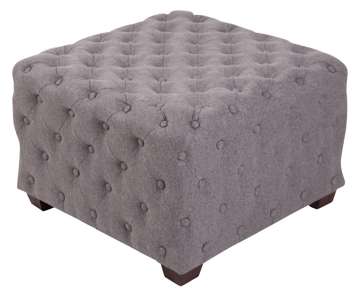 SITZWÜRFEL eckig 65/65/44 cm Stoff grau - Eukalyptusholzfarben/Grau, Holz/Textil (65/44/65cm) - CLP