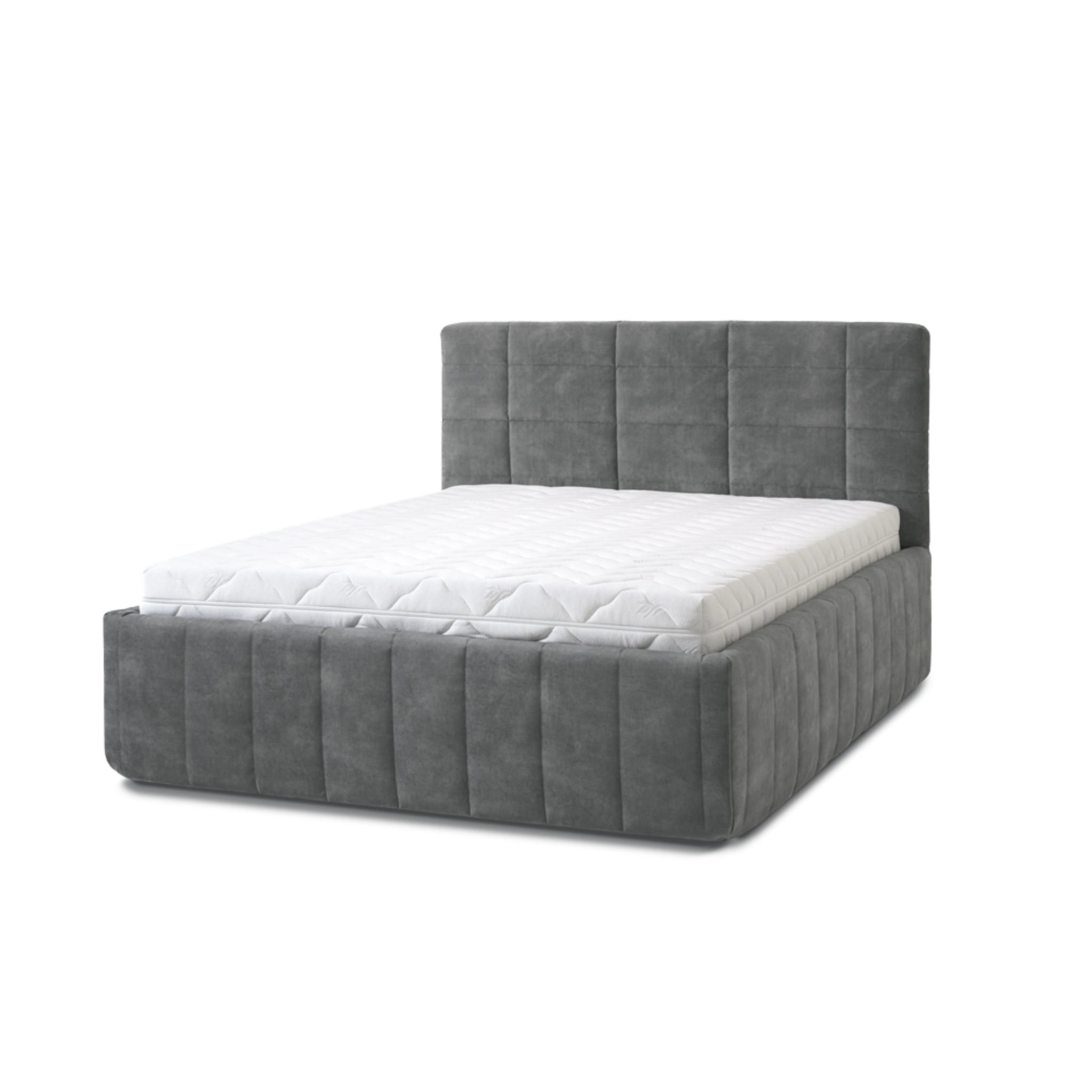 POLSTERBETT Reta Grande 160x200 in Plüsch Cement Green Gray - Graubraun, Holz (160/200cm) - Letti Moderni