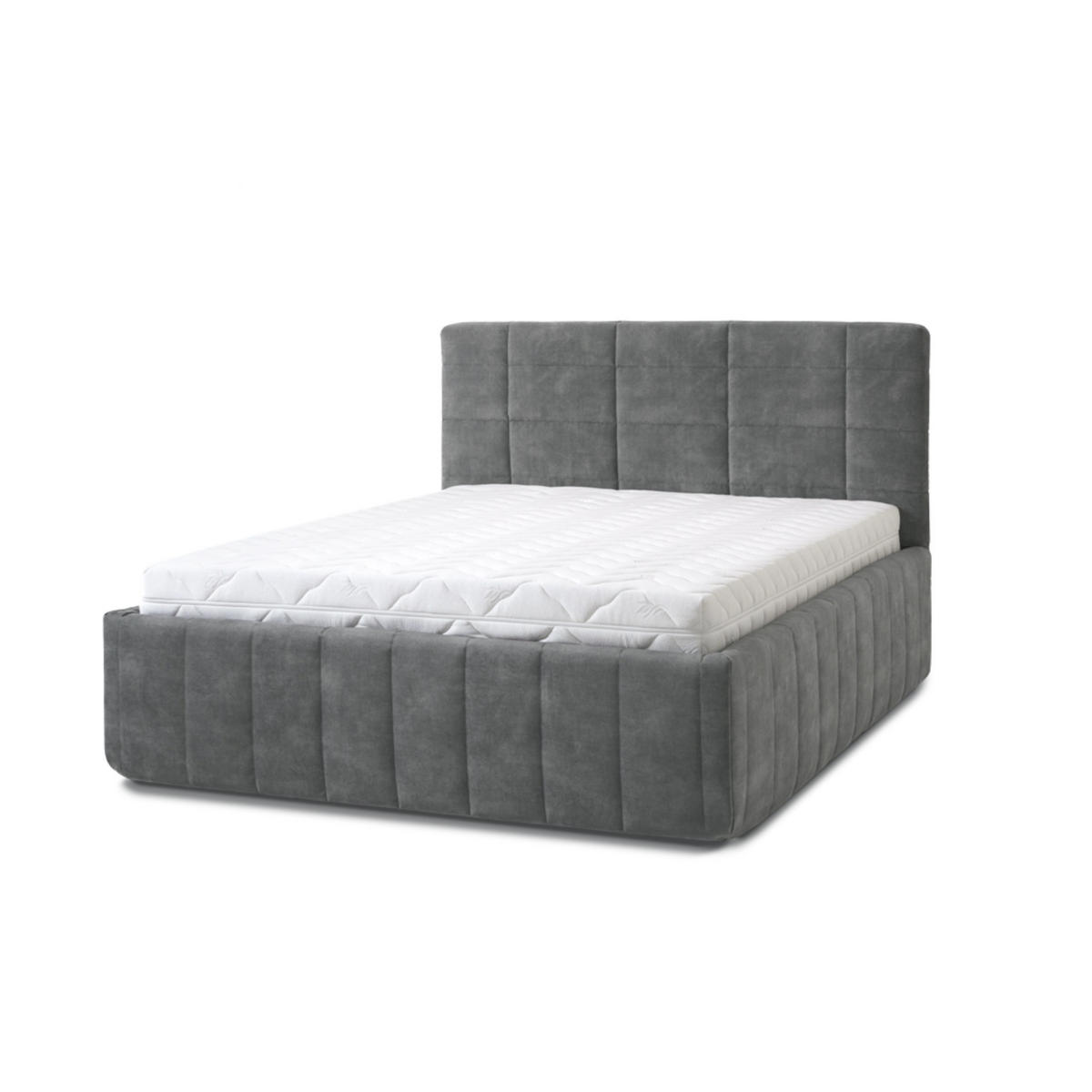 POLSTERBETT Reta Grande 160x200 in Plüsch Cement Green Gray - Graubraun, Holz (160/200cm) - Letti Moderni