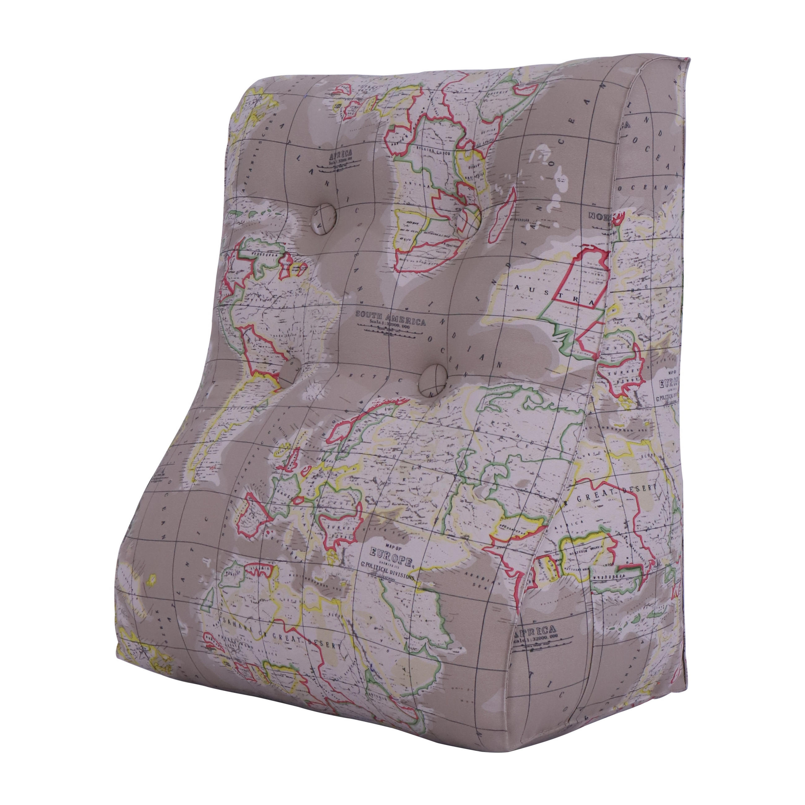 KEILKISSEN Kontur 100% Baumwolle Weltkarte 60 cm - Ecru, Textil (55/60cm) - Vercart