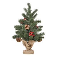 WEIHNACHTSBÄUME 28/28/50 cm grün aus Leinen mit Zementsockel und Deko - Grün, Textil (50cm) - OKWISH