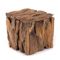 HOCKER SITZBOX TEAK 30 30x30x30 cm, Recyclingholz naturfarben - Braun, Holz (30/30/30cm) - DESIGN DELIGHTS