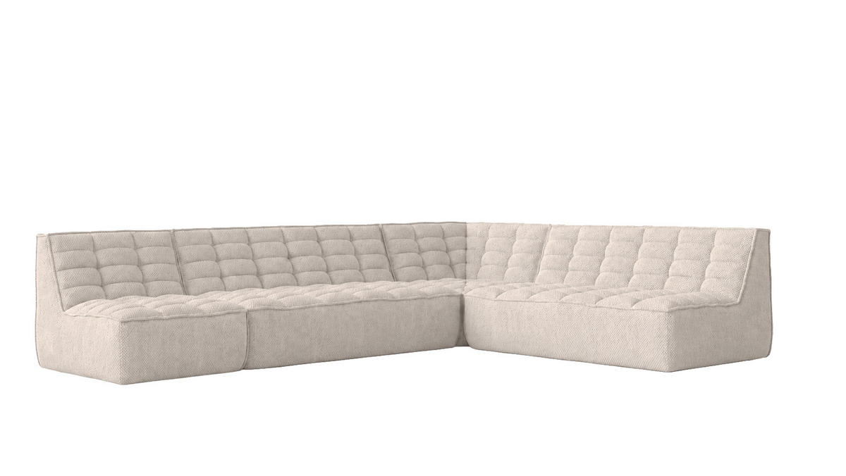 ROHOVÁ SEDAČKA modulární ve tvaru L, plyšová tkanina Pop, Béžová, Levá strana, LAZY L - béžová, dřevo (333/253cm) - Kaiser Möbel